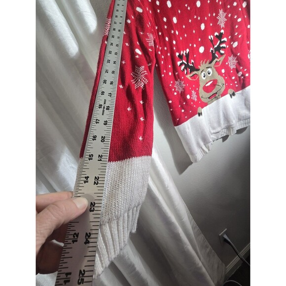 Red Reindeer Christmas Sweater • Fits Like XL • Pulse London Paris • - Picture 8 of 8